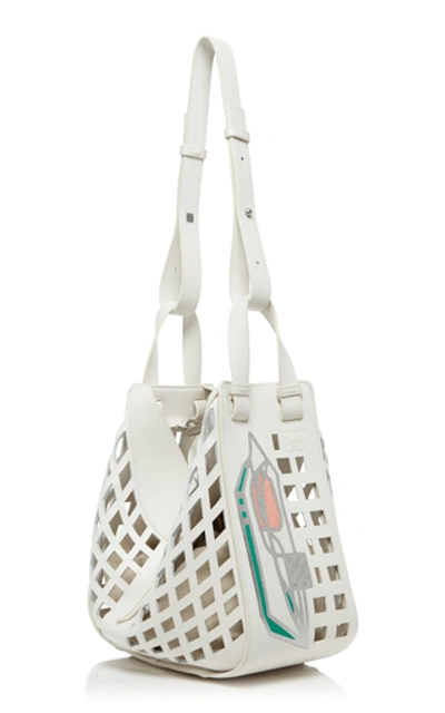 Shop Loewe Hammock Medium Cutout Leather Bag In White