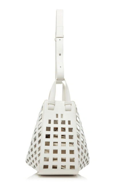 Shop Loewe Hammock Medium Cutout Leather Bag In White