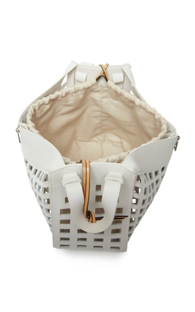 Shop Loewe Hammock Medium Cutout Leather Bag In White