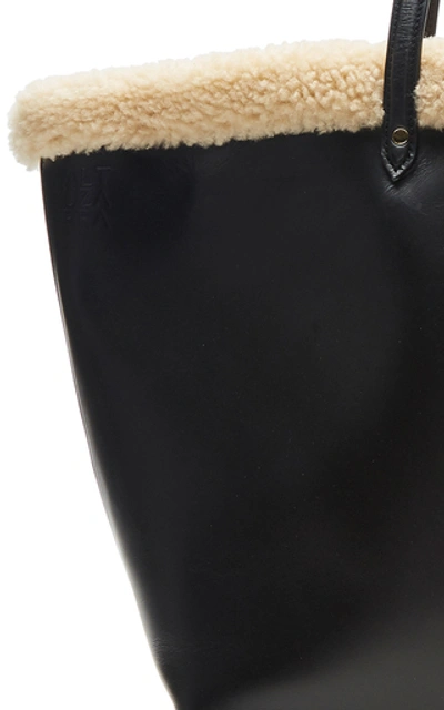 Shop Altuzarra Clog Large Shearling-trimmed Leather Bag In Black