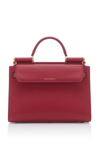 Shop Dolce & Gabbana Sicily Leather Top Handle Bag In Red