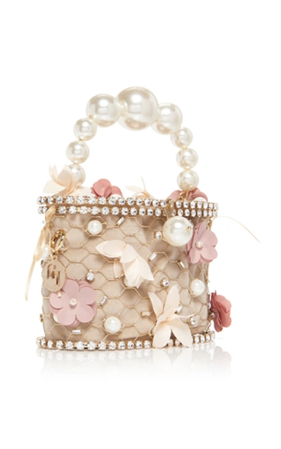 Shop Rosantica Holli Fresia Embellished Gold-tone Top Handle Bag In Neutral