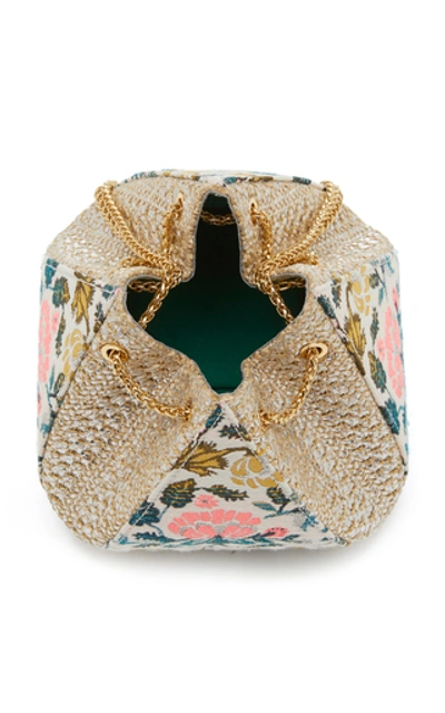 Shop The Volon Cindy Feather-trimmed Floral-jacquard Bag In Multi