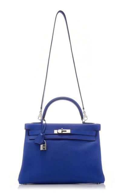 Shop Hermã¨s Vintage By Heritage Auctions Hermès 32cm Blue Electric Clemence Leather Retourne Kelly