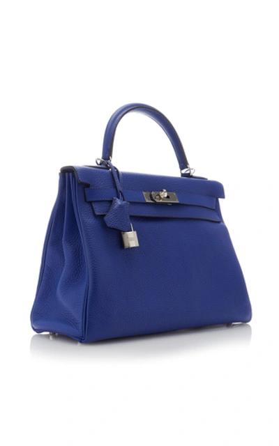 Shop Hermã¨s Vintage By Heritage Auctions Hermès 32cm Blue Electric Clemence Leather Retourne Kelly