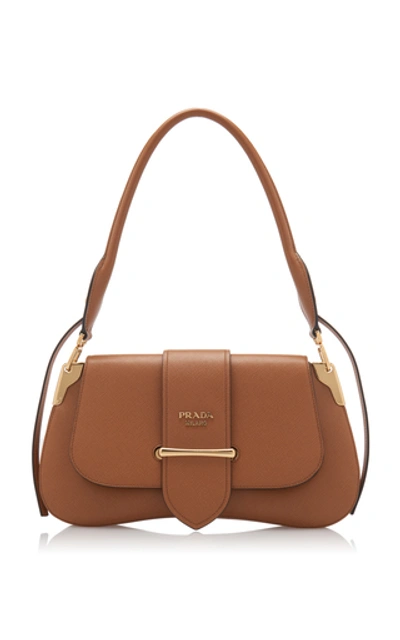 Shop Prada Pattina Leather Shoulder Bag In Brown
