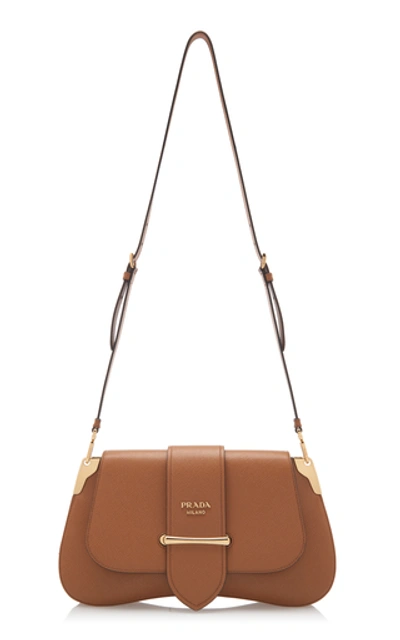 Shop Prada Pattina Leather Shoulder Bag In Brown