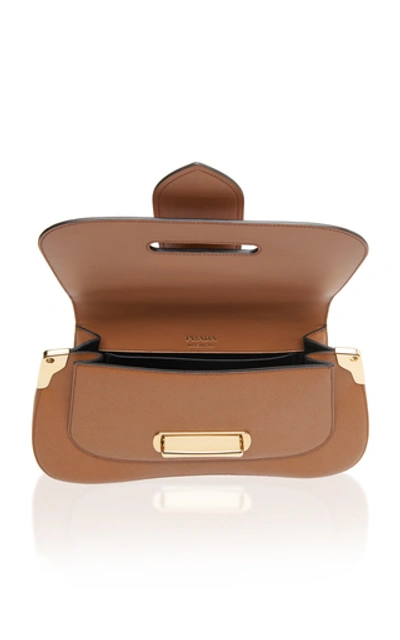 Shop Prada Pattina Leather Shoulder Bag In Brown