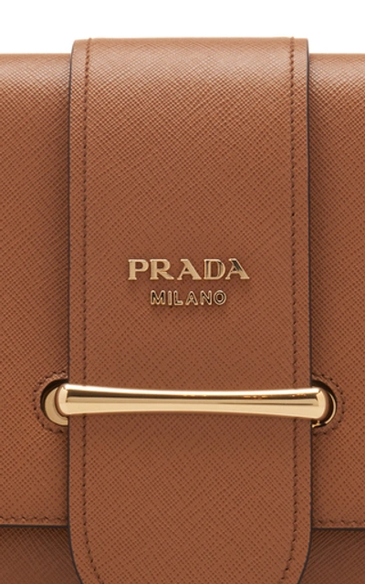 Shop Prada Pattina Leather Shoulder Bag In Brown