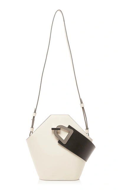 Shop Danse Lente Johnny Two-tone Leather Bucket Bag In White