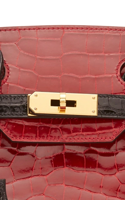 Shop Hermã¨s Vintage By Heritage Auctions Hermes 30cm Shiny Briase And Black Porosus Crocodile Special Order Horseshoe Birkin  In Red