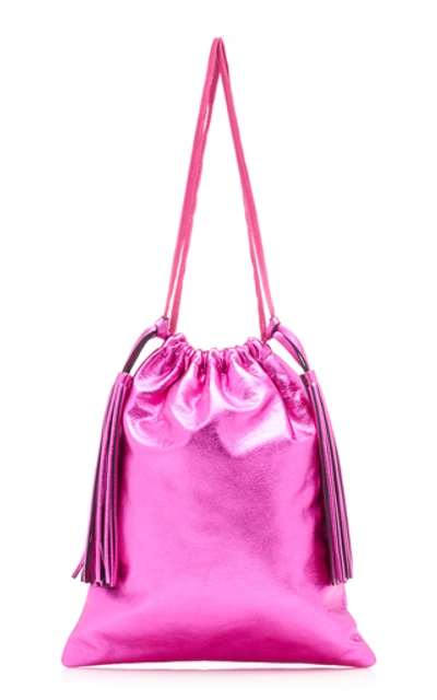 Shop Attico Metallic Leather Pouch In Pink