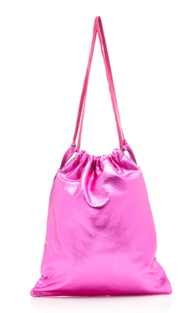 Shop Attico Metallic Leather Pouch In Pink