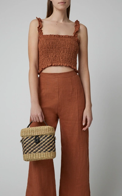 POOLSIDE ASHLEIGH STRIPED RAFFIA BAG THE ASHLEIGH + MIRROR
