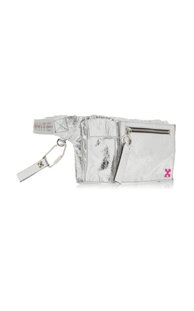 Shop Off-white Froisse' Sporty Laminated Leather Fanny Pack  In Silver