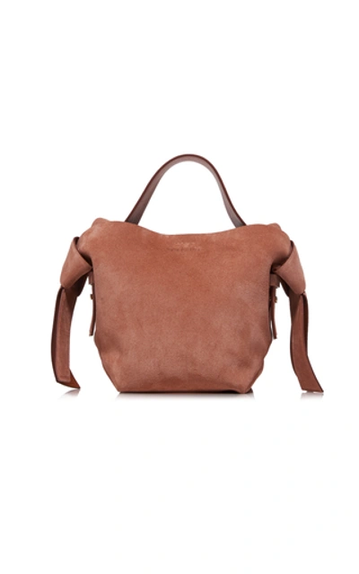 Shop Acne Studios Musubi Mini Knotted Suede Shoulder Bag In Pink