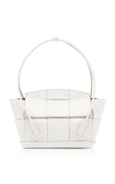 Shop Bottega Veneta The Arco 48 Woven Leather Bag In White