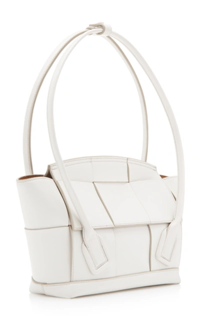 Shop Bottega Veneta The Arco 48 Woven Leather Bag In White