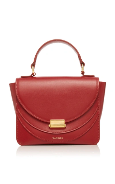 Shop Wandler Luna Mini Leather Shoulder Bag In Red