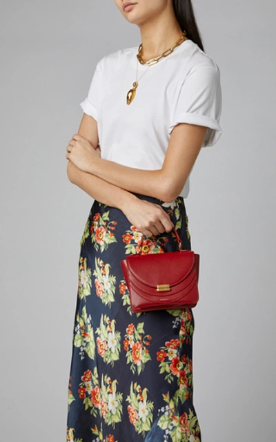 Shop Wandler Luna Mini Leather Shoulder Bag In Red
