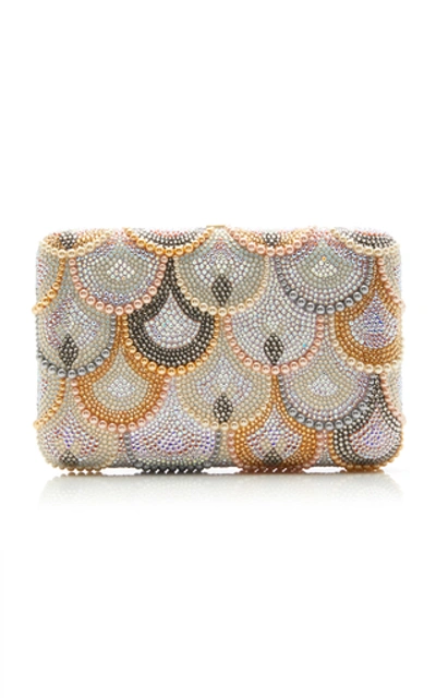 Shop Judith Leiber Scalloped Crystal Seamless Clutch In Multi