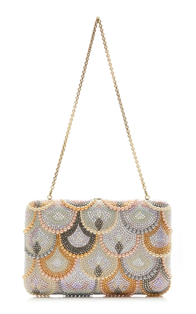 Shop Judith Leiber Scalloped Crystal Seamless Clutch In Multi