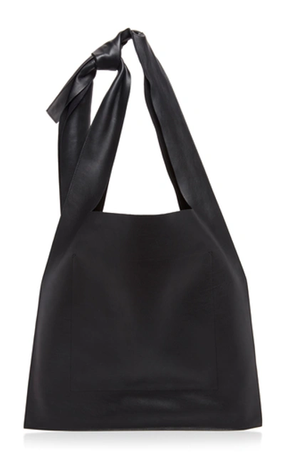 Shop Loewe Bow-detailed Leather Shoulder Bag In Black
