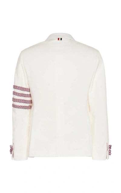 Shop Thom Browne Denim Unconstructed Classic Blazer In White