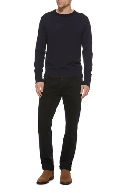 Shop Officine Generale Kurt Low-rise Slim-fit Jeans In Black