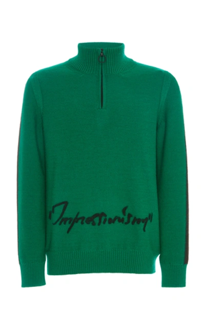 Shop Off-white Zip Turtleneck Sweater In Green