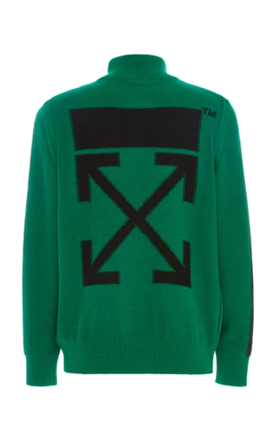 Shop Off-white Zip Turtleneck Sweater In Green