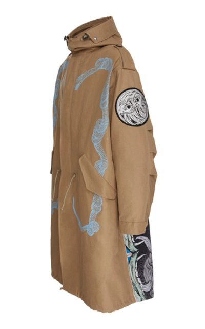 Shop Givenchy Hooded Printed Cotton-twill Parka In Grey