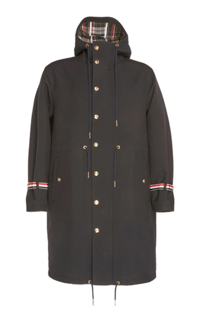 Shop Thom Browne Shell Hooded Parka In Navy