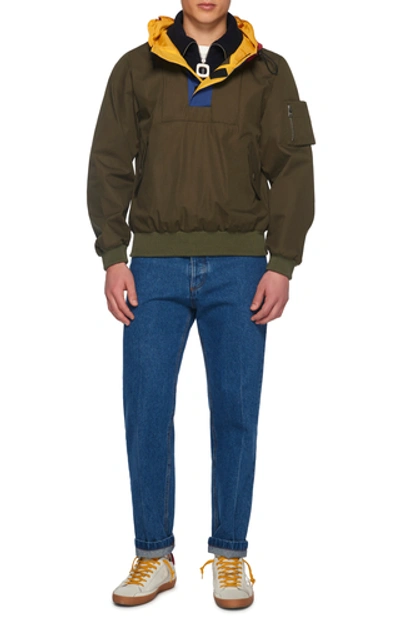 Shop Jw Anderson Funnel-neck Half-zip Cotton Blouson Jacket In Neutral