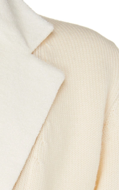 Shop Maison Margiela Rib-knit Cotton Cardigan In White