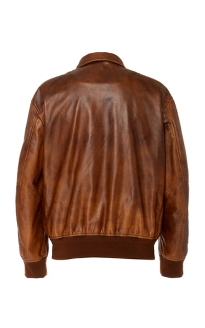 Shop Ralph Lauren Bolden Leather Bomber Jacket In Brown