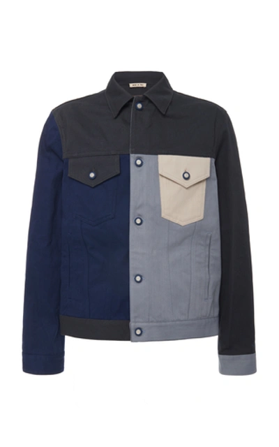 Shop Marni Paneled Denim Jacket In Blue