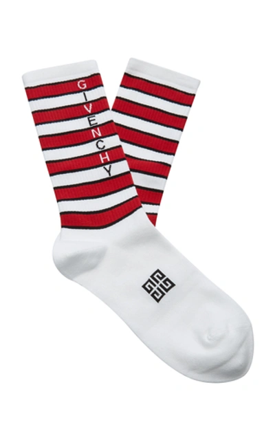 Shop Givenchy Striped Logo Socks In Multi