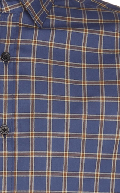 Shop Lanvin Checked Cotton-poplin Button-up Shirt In Navy