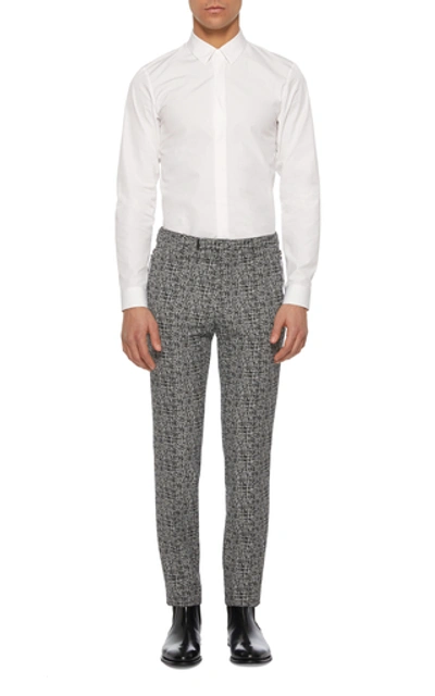 Shop Givenchy Jacquard Slim-leg Trousers  In Black/white