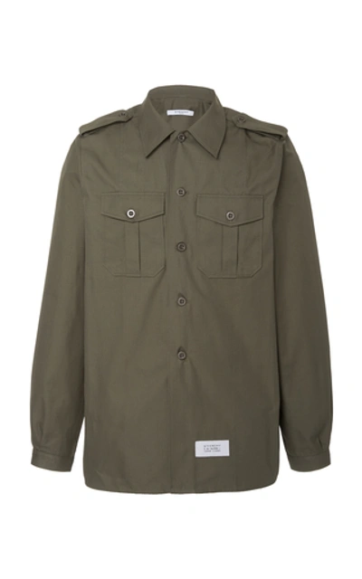 Shop Givenchy Cotton And Linen Twill Military Shirt In Green