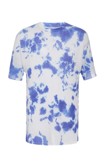 Shop The Elder Statesman Exclusive Cyclone Tie-dyed Cashmere T-shirt In Blue