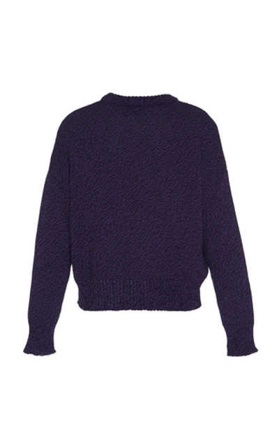 Shop Ami Alexandre Mattiussi Intarsia-knit Cotton And Wool Logo Sweater In Purple