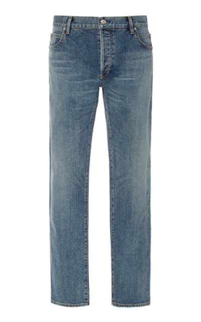 Shop Balmain Bleached Slim-fit Jeans In Blue