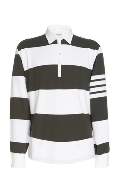 Shop Thom Browne Striped Cotton Rugby Shirt