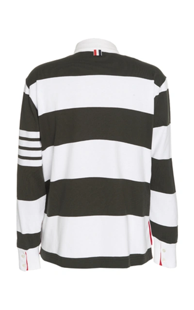 Shop Thom Browne Striped Cotton Rugby Shirt