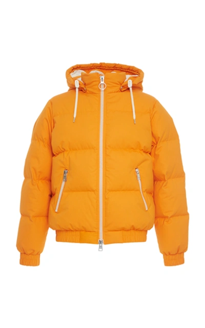Shop Ami Alexandre Mattiussi Quilted Cotton Hooded Puffer Jacket In Orange