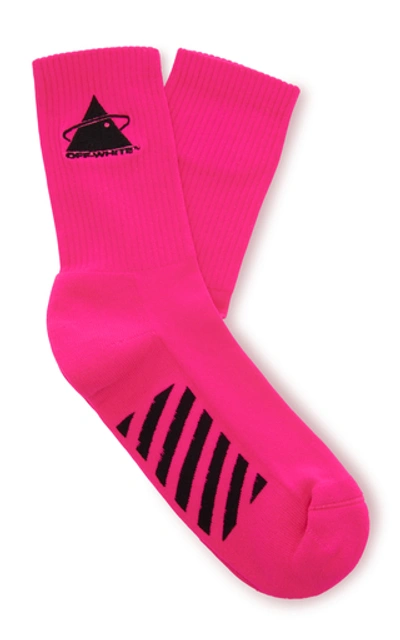 Shop Off-white Logo-intarsia Stretch-knit Socks In Pink