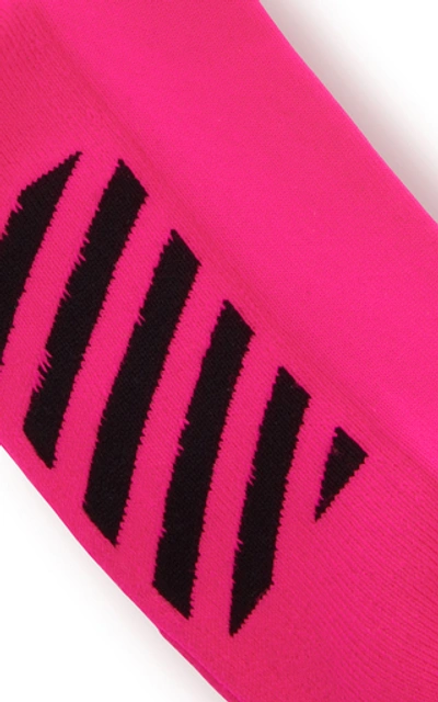 Shop Off-white Logo-intarsia Stretch-knit Socks In Pink