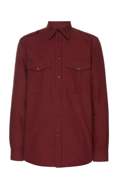 Shop Givenchy Plaid Cotton-poplin Shirt